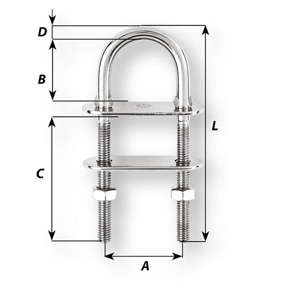 Wichard U-Bolt Pad Eye - 10mm Diameter - 25/64" - 90mm Length - 3-35/64" [6515W]